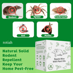 ROTIAH peppermint oil bottle signals natural rodent deterrence for homes