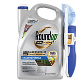 Roundup Dual Action bottle ready for root-level weed killing on hard surfaces.
