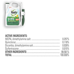 Roundup For Lawns₁ ready-to-use bottle with spray nozzle for easy lawn treatment.