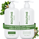 Routine Wellness anti-thinning shampoo bottle for fuller-looking hair.