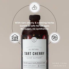 Rowe Casa Organics tart cherry sleep support pour for easy nightly dosing.