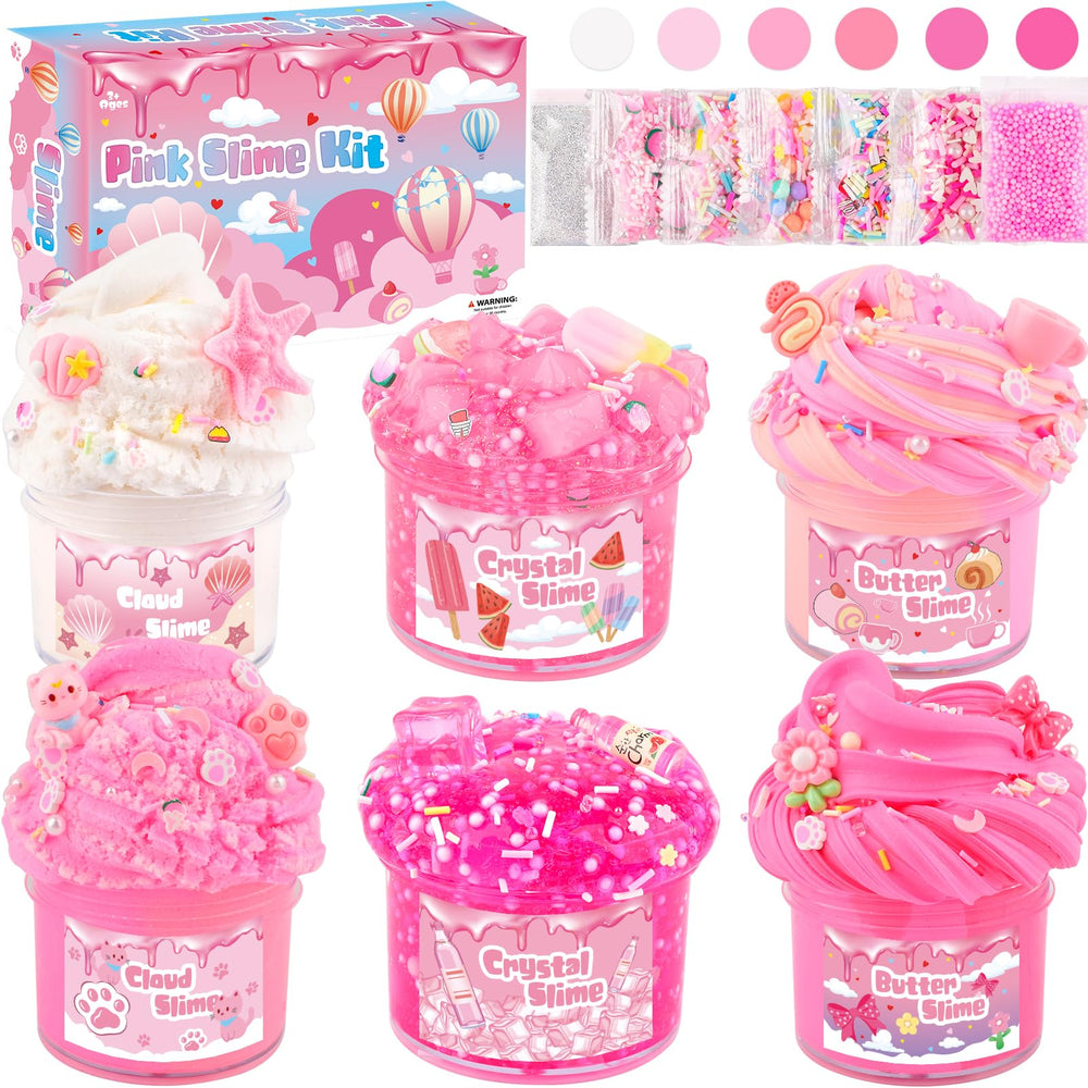 Rowecve 6-pack pink butter slime: silky glide for creative play.