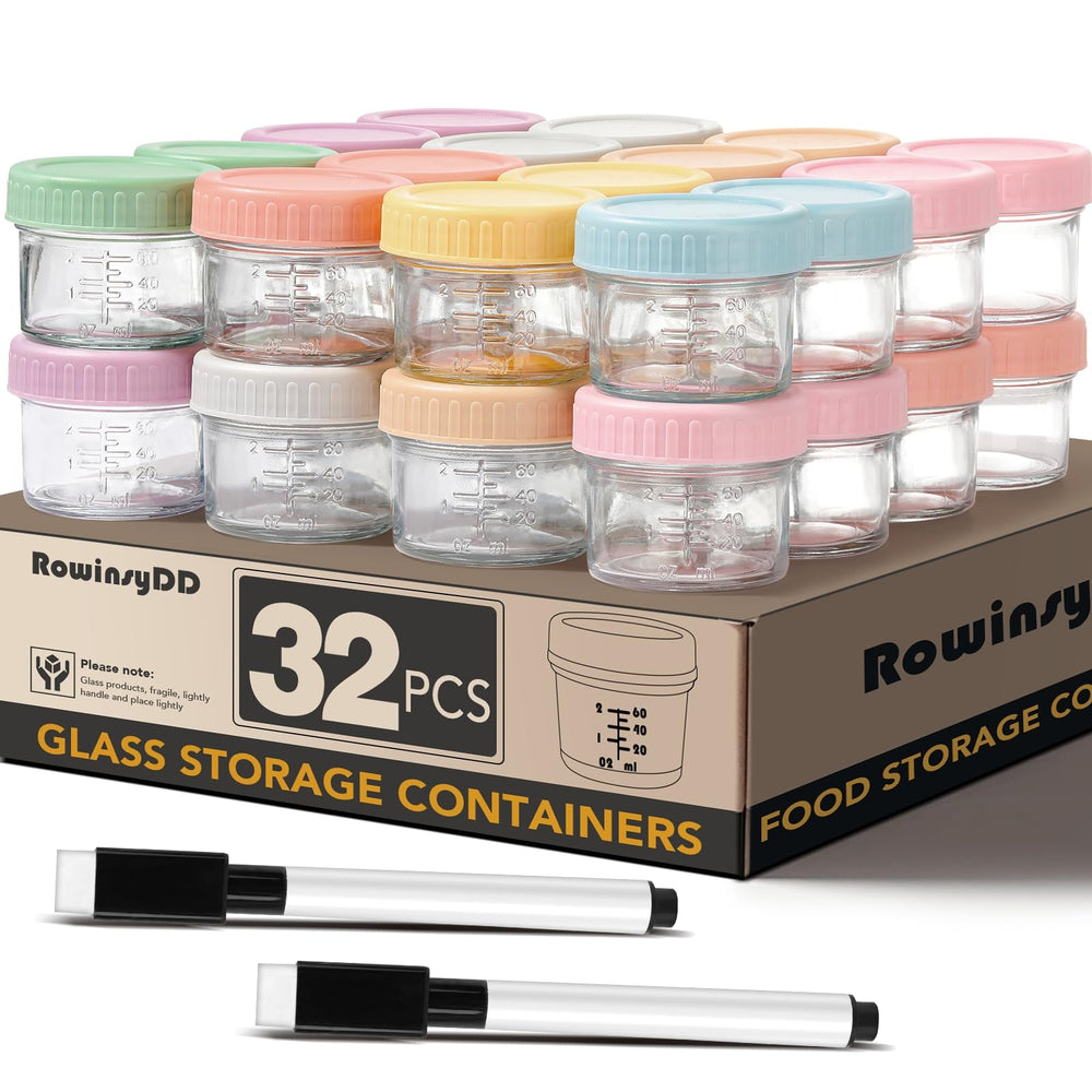 RowinsyDD 4oz glass jar with lid, clear view of contents.