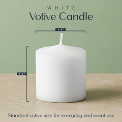 Royal Imports white votive candles, 4-inch burn ideal for long-lasting centerpiece glow