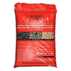 Royal Oak pellets pouring to show easy refilling and heat
