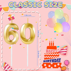 ROYOROYI gold-number candles on cake close-up, adding elegant decor for birthdays and parties.