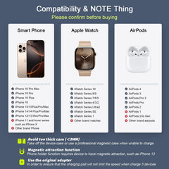 RTOPS 3-in-1 wireless charger charging iPhone, Apple Watch, and AirPods simultaneously.