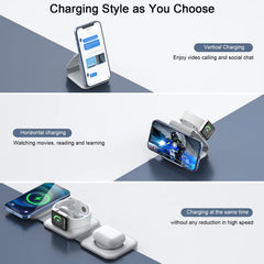 RTOPS 3-in-1 wireless charger side angle highlighting organized charging layout.