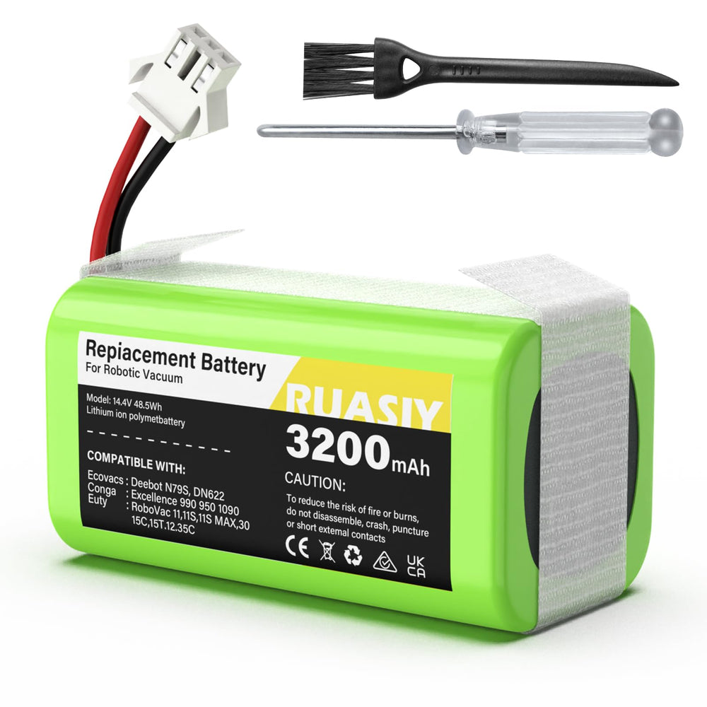 Ruasiy 14.4V vacuum battery front view for longer cleaning