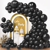 Rubfac 154pcs black balloons 18-inch close-up for dramatic arch decor.