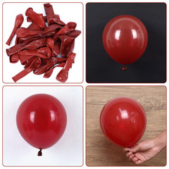 Rubfac ruby red 12-inch balloons add texture to garlands.