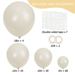 Rubfac sand white 12-inch balloons add elegant garland texture.