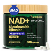Rubimirez NAD+ bottle front showing 900mg formula for daily energy support.