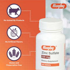 Rugby Zinc Sulfate bottle front showing compact daily supplement