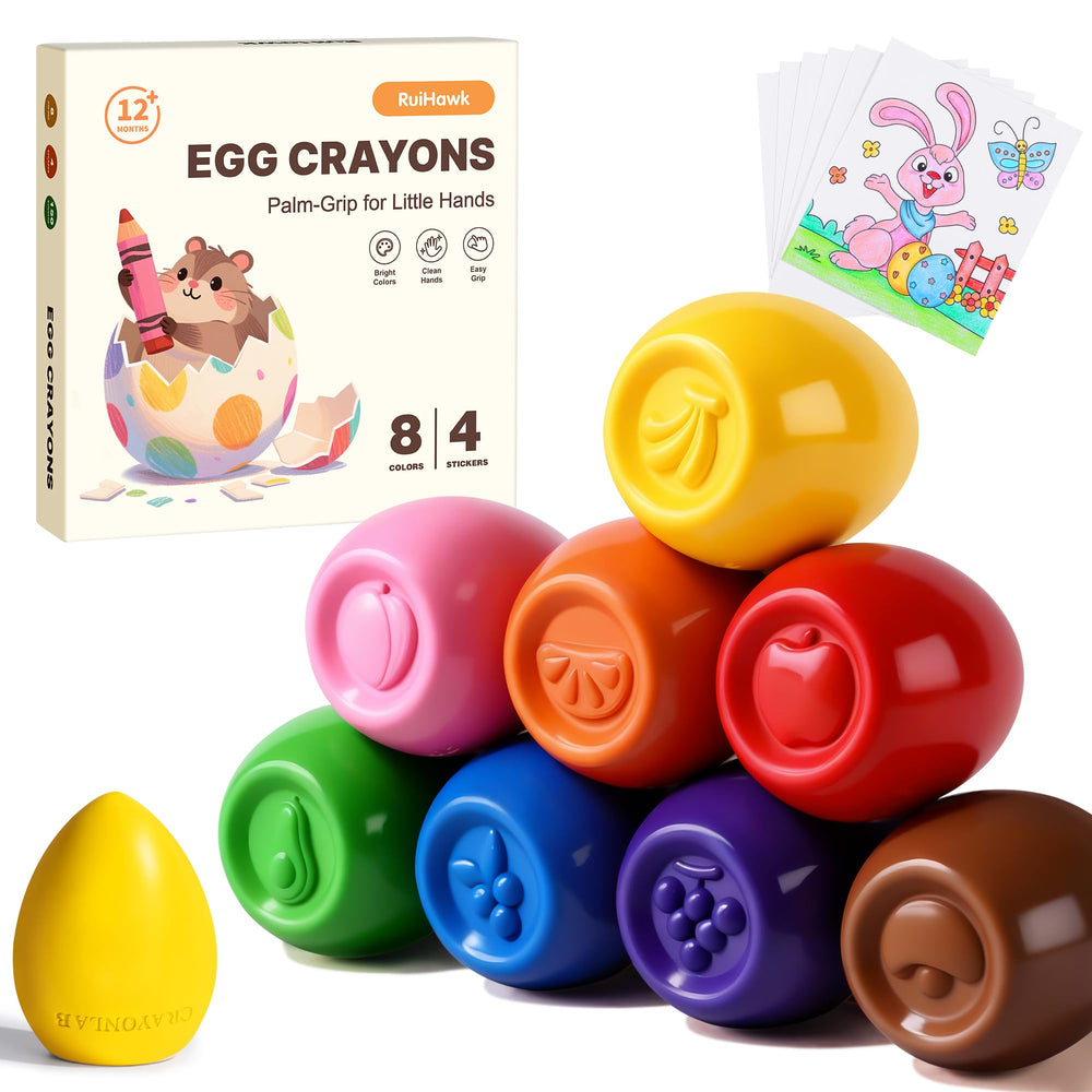 RuiHawk egg crayons with banana prints for color recognition and fun learning