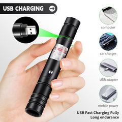 Rumcut laser pointer USB charging on a laptop for convenient power on the go.