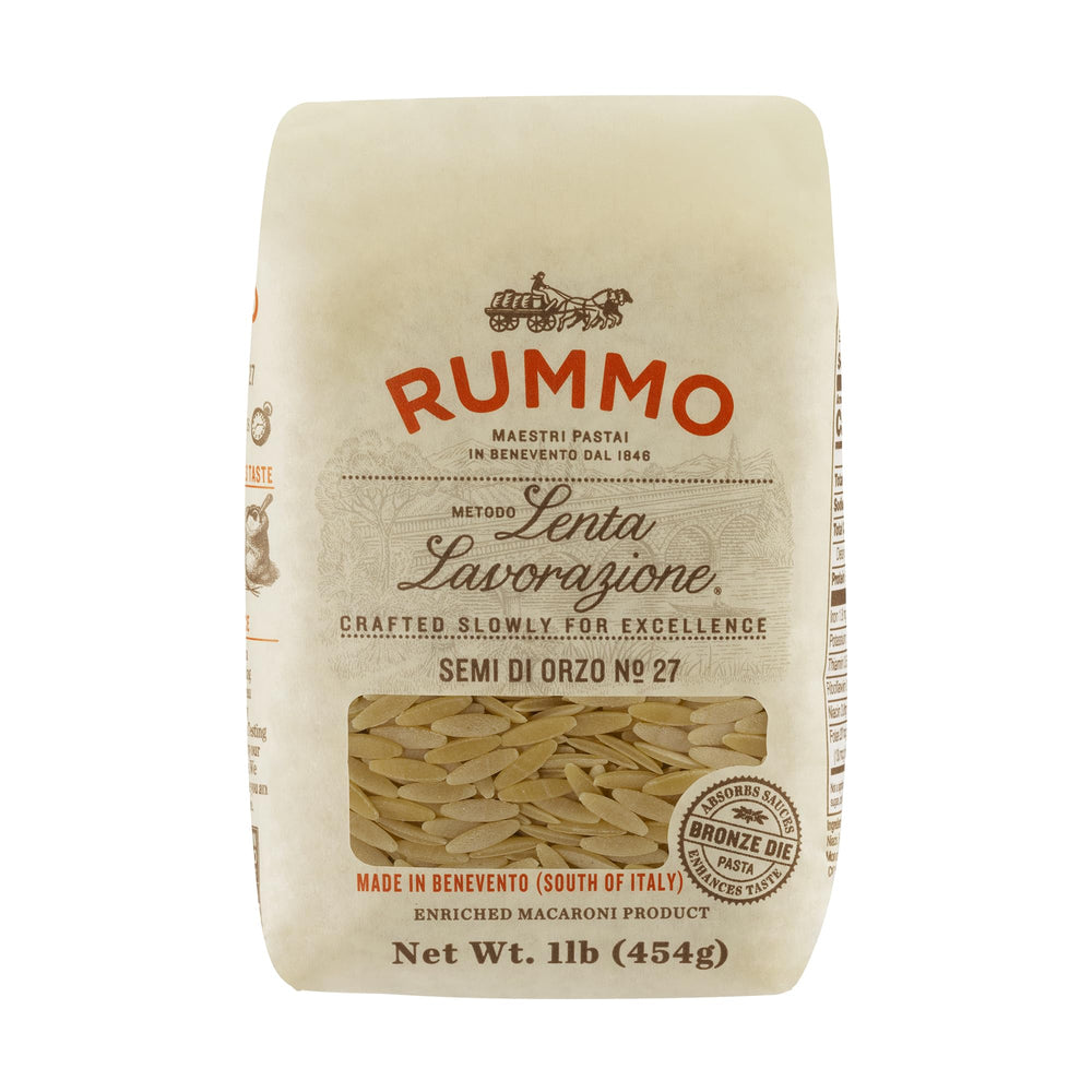 Rummo Semi Di Orzo N.27 pasta in a bowl ideal for rich soups