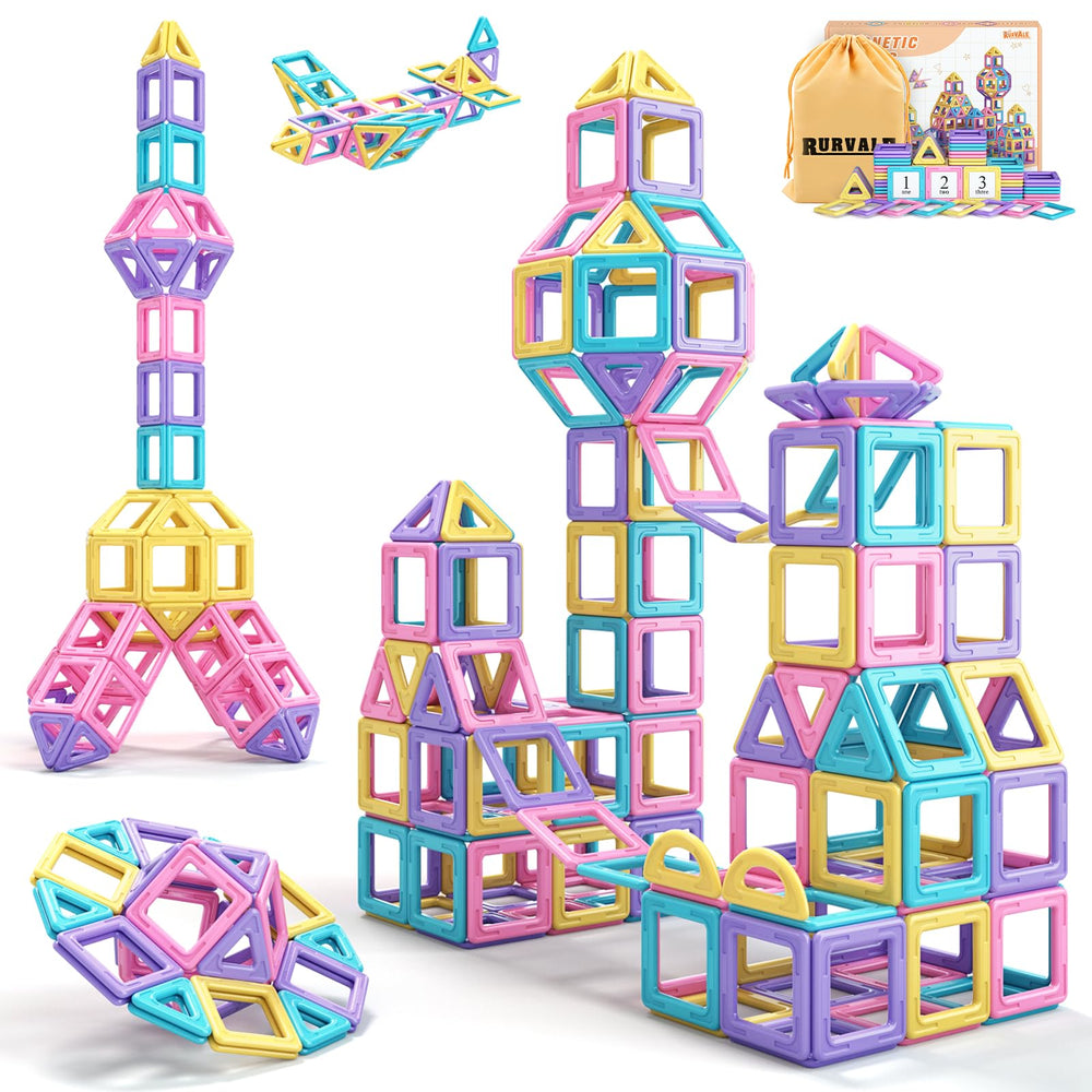 Rurvale magnetic tiles 44pcs set promotes creative building for toddlers.