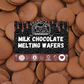 R.U.S. Candy milk chocolate wafers in a 1 lb bag ready for dipping and coating.