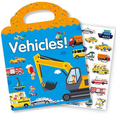 RUSON reusable sticker book with vehicle stickers for kids’ imaginative play and learning.
