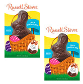 Russell Stover Milk Chocolate Bunnies two-pack ready for Easter sharing.
