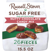 Russell Stover Sugar Free Assorted Nuts bag shown for on-the-go indulgence.