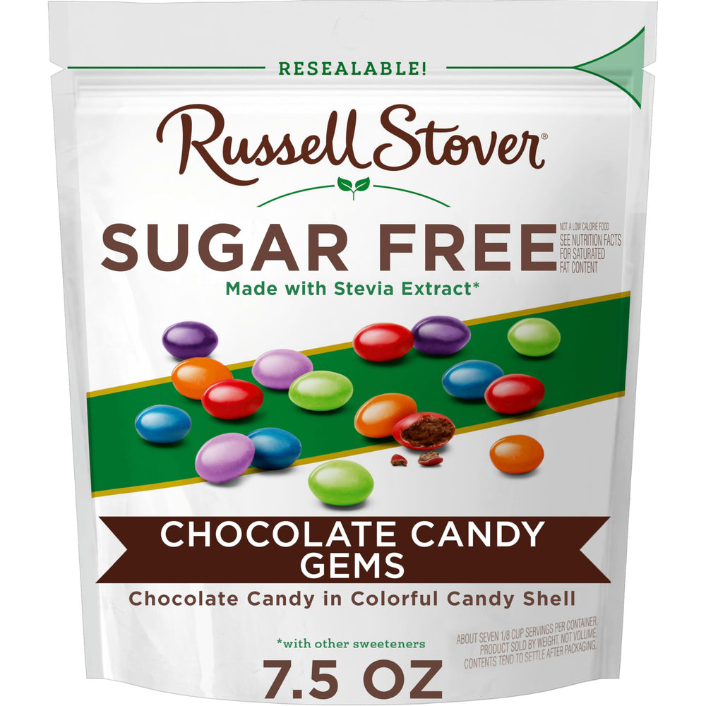 Russell Stover Sugar Free Candy Gems bag front view for mindful snacking.