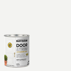 Rust-Oleum door-trim paint dries to touch in 45 minutes for quick updates.