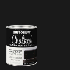 Rust-Oleum Black Abyss Chalked dresser finish on updated furniture.