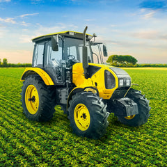 Rust-Oleum JD Yellow on a lawn mower delivers a high-gloss, durable finish.