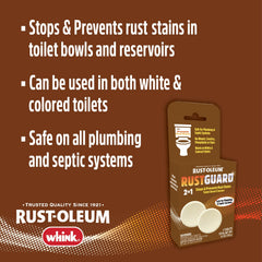 Tablet dissolving in water to release cleaning action for rust stains.