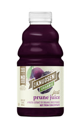 RW Knudsen Organic Just Prune Juice bottle, 32 oz, highlighting no added sugar.