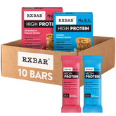 RXBAR High Protein Bar strawberry peanut butter wrapper closeup highlights natural ingredients for on-the-go fuel.