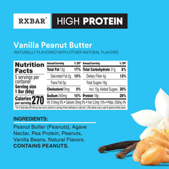 RXBAR High Protein Bar texture closeup emphasizes pea protein and chewy, satisfying bite.