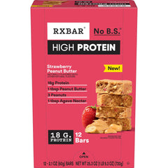 RXBAR High Protein Strawberry Peanut Butter bar pack shot showing on-the-go protein snack.