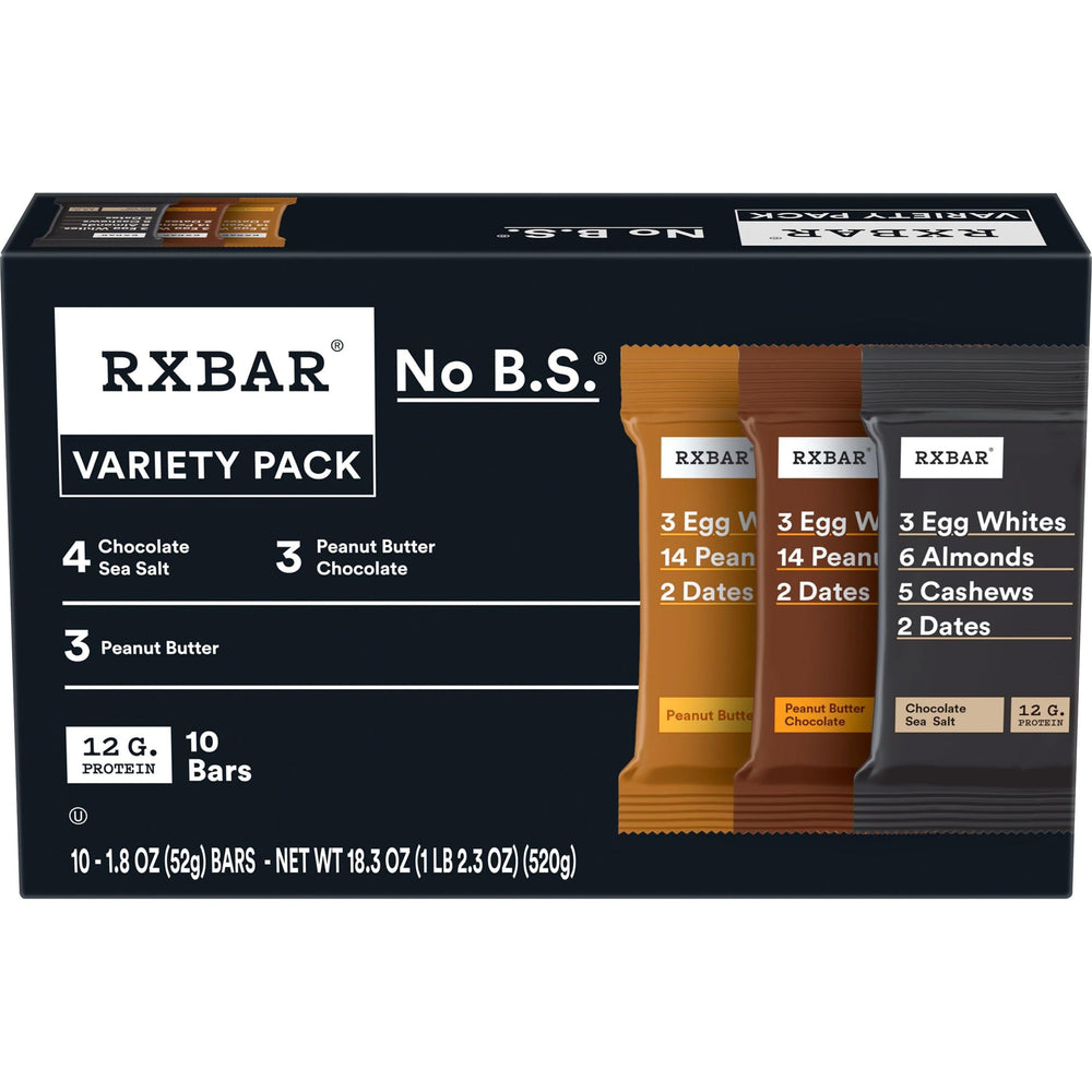 RXBAR Variety Pack box shown for on-the-go protein snacking