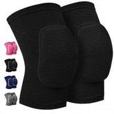 RYBTB volleyball knee pads front view in black, compact protection for active dancing.
