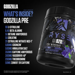 RYSE Godzilla shaker with bottle on table ideal for quick pre-workout mix.