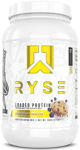 RYSE Loaded Protein Powder Blueberry Muffin pours smoothly for quick post-workout fueling.