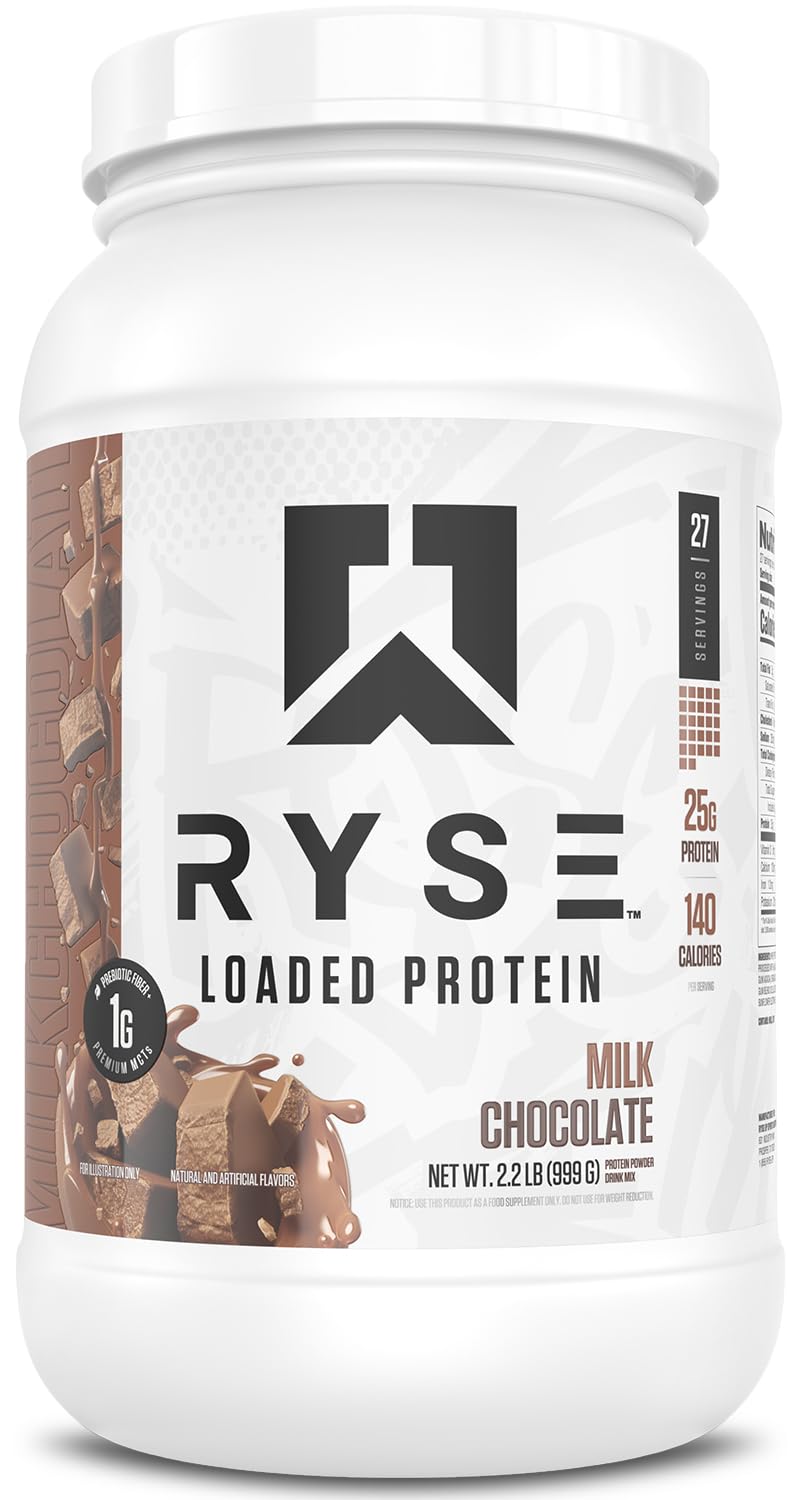 RYSE Loaded Protein Milk Chocolate tub front for post-workout fueling