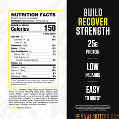 RYSE Up Loaded Protein Peanut Butter Cup nutrition facts panel for quick high-protein fueling.