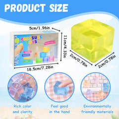 Rytopt ice cube squeeze ball square colorful set for visual focus and play.