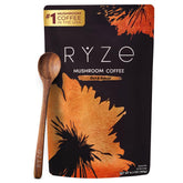 RYZE Mushroom Coffee Dark Roast pack shot highlighting energy-ready blend