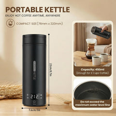 Rzlinn travel kettle shows max water level indicator for precise filling.