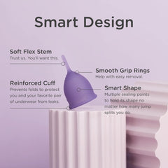 Saalt Soft menstrual cup shown overnight use for all-day confidence.