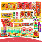 Sabores De Mexico Mexican Candy Pack variety close-up shows a colorful assortment ideal for sharing.