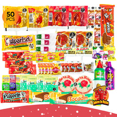 Sabores De Mexico Mexican Candy Pack variety close-up shows a colorful assortment ideal for sharing.