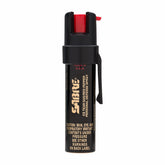 SABRE compact defense spray with belt clip for quick access.