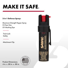 SABRE 3-in-1 compact defense spray belt clip enables quick, discreet access.