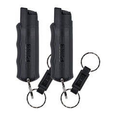 SABRE 3-in-1 Defense Spray bottle showing extended spray reach for self-defense.